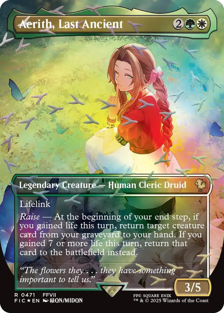 Aerith, Last Ancient (Borderless) (Chocobo Track Foil) [FINAL FANTASY Commander]