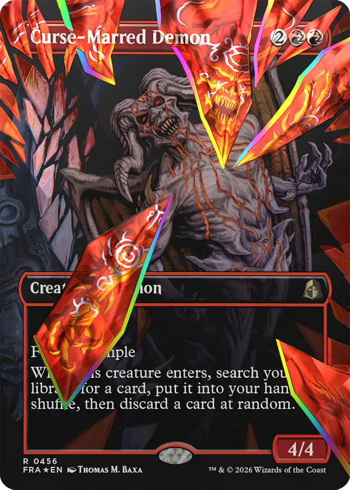 Curse-Marred Demon (Borderless) (Facet Foil) [Reality Fracture]