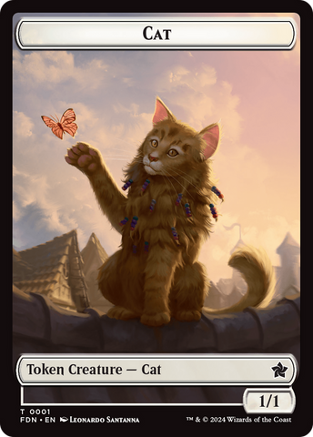 Elf Warrior // Cat (001) Doubled-Sided Token [Foundations Tokens]